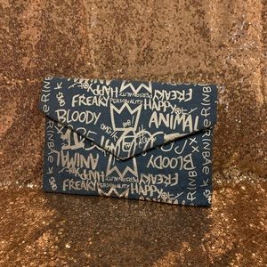 Graffiti Envelope Clutch with Chain Strap